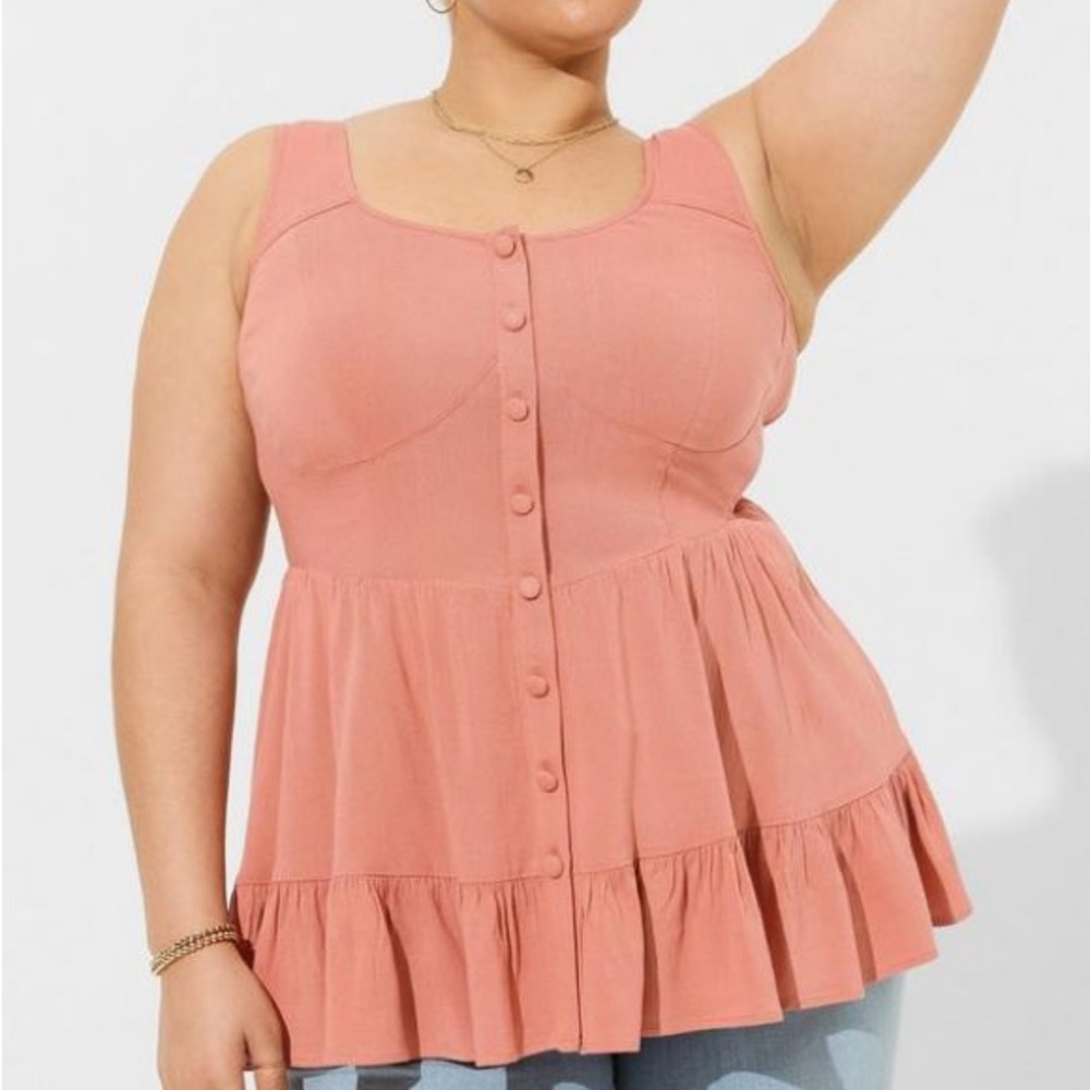 Fit And Flare Rayon Slub Corset Tank